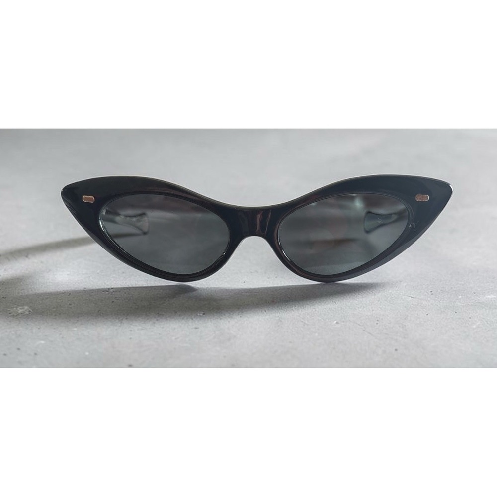 True Vtg 50s MCM Womens Cat Eye Polarized RX Black Sunglasses Retro Rockabilly